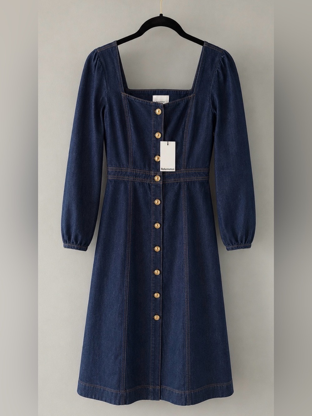 Reformation Celeste Denim Midi Dress size 2- NWT $248 - Picture 7 of 10
